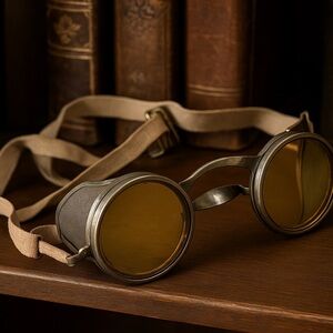 Vintage Wilson Goggles Yellow lens Metal Frame Side Mesh Steampunk Motorcycle